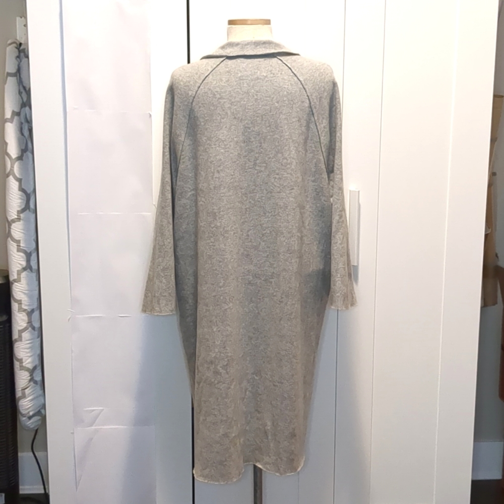 Oak + Fort Grey Wool Blend Long Sweater with Lapels - Picture 2 of 9
